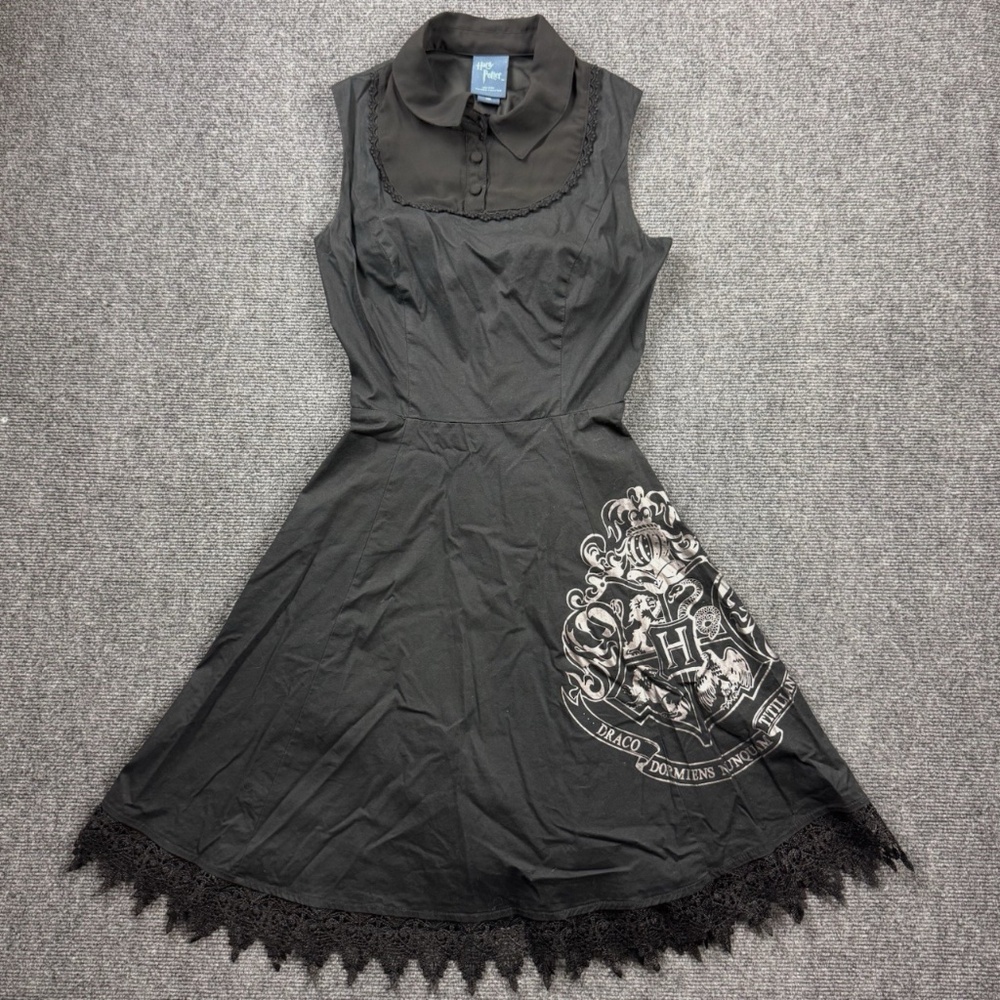 Hot Topic Harry Potter Dress S Black Hogwarts Lace Corset Collared Sleeveless